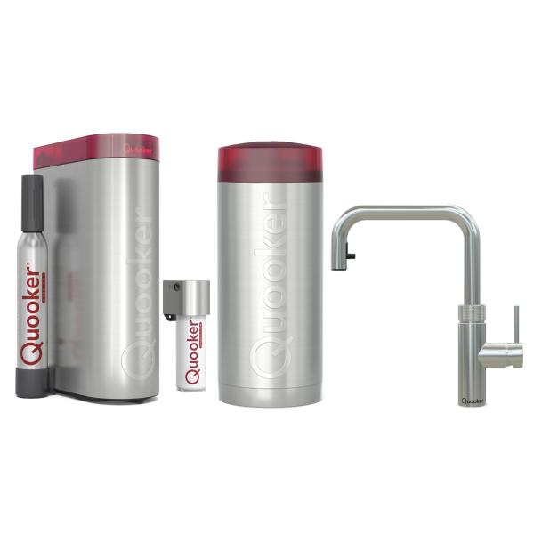 Quooker Flex Square | Reservoirs COMBI | CUBE & Filter | Voll-Edelstahl | sofort-Kochend-Wasserhahn